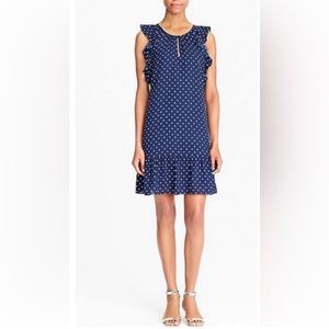 J Crew Printed Flutter Sleeve Dress Polka Dot